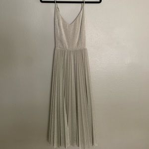 Glittery champagne cross back midi dress